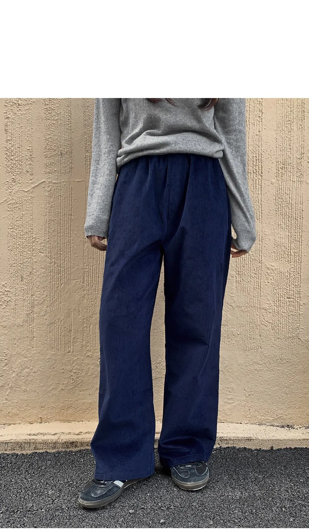 퍼니트 코듀로이 밴딩 와이드팬츠