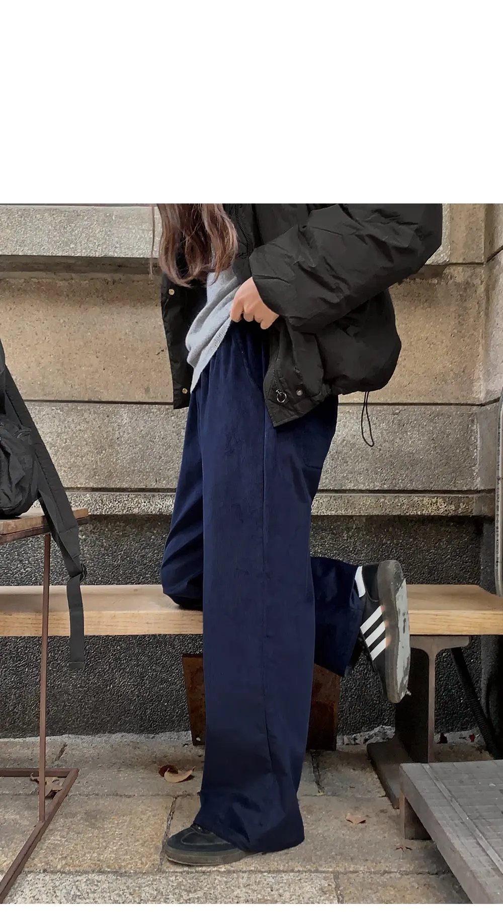 퍼니트 코듀로이 밴딩 와이드팬츠