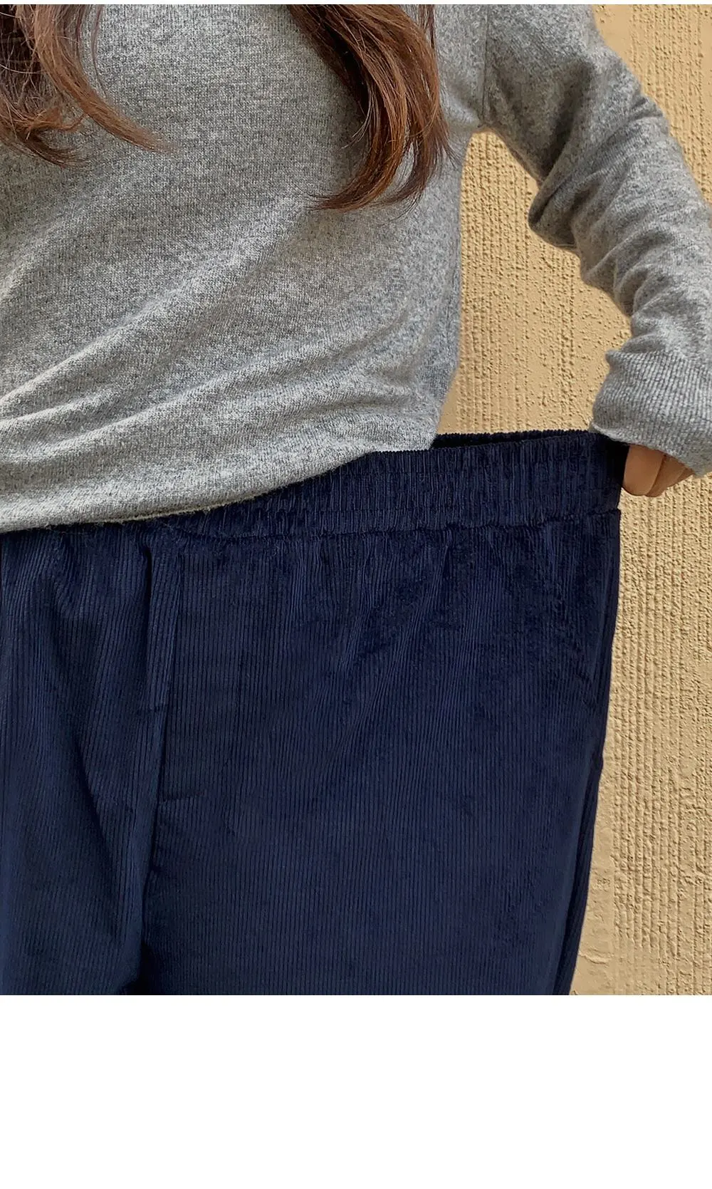 퍼니트 코듀로이 밴딩 와이드팬츠