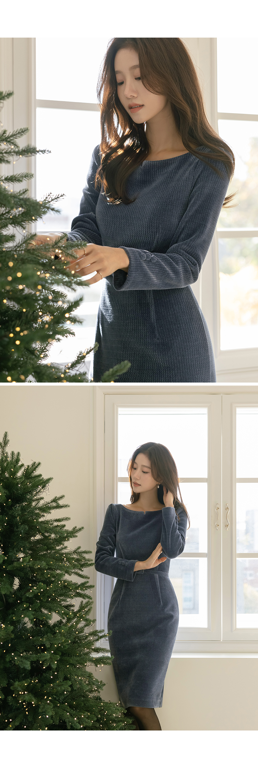 ベルト付ベロアスリットボートネックIラインワンピース | レディース