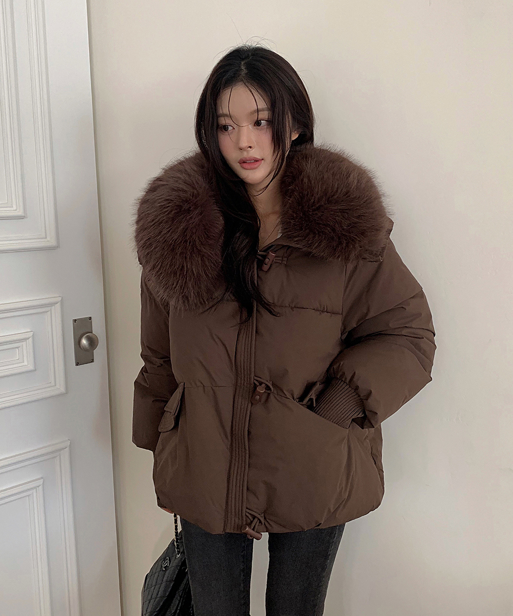 エコファーカラーネックトグルボタン中綿ジャンパー | レディース