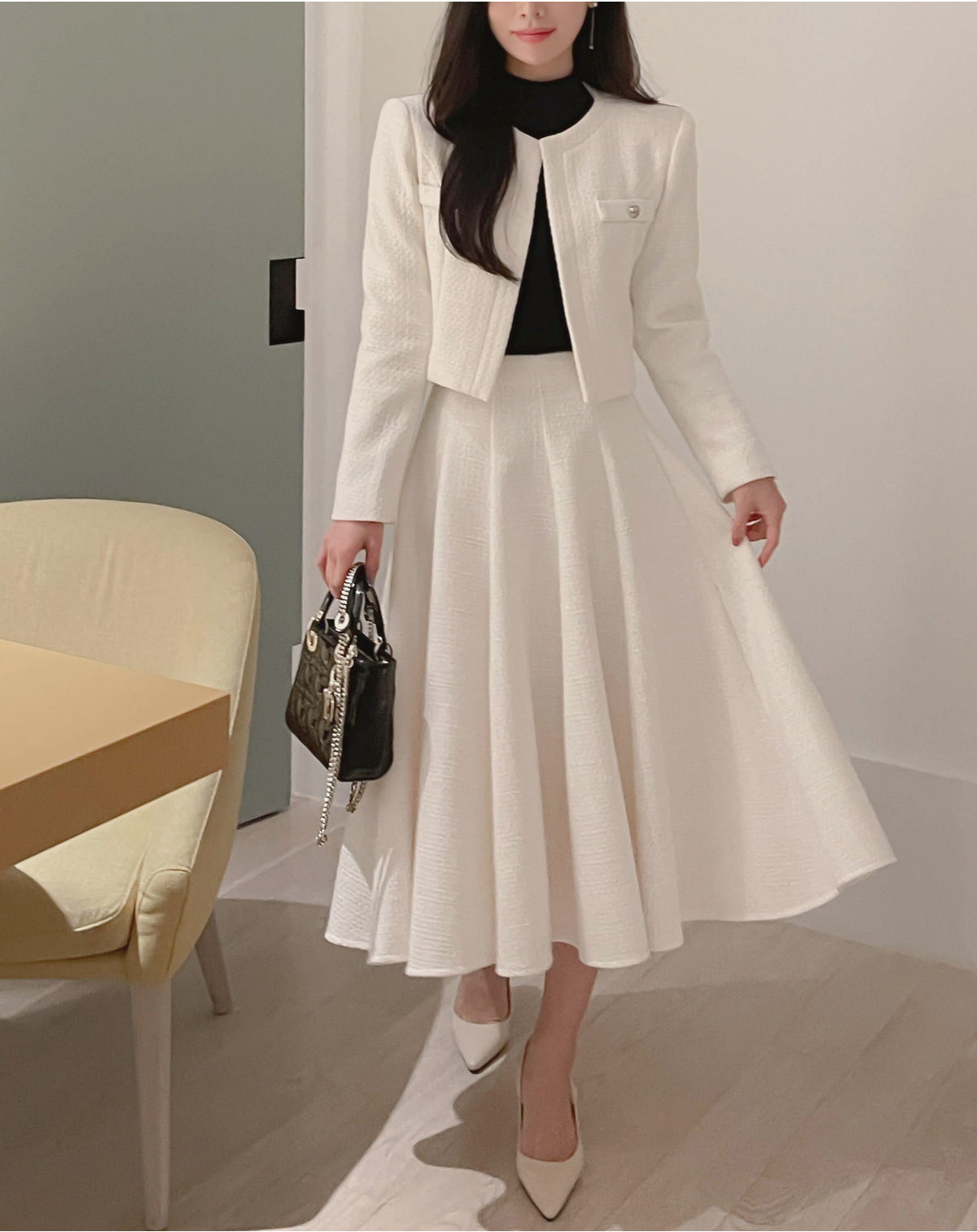 ショートツイードジャケット&フレアスカートSET | レディース