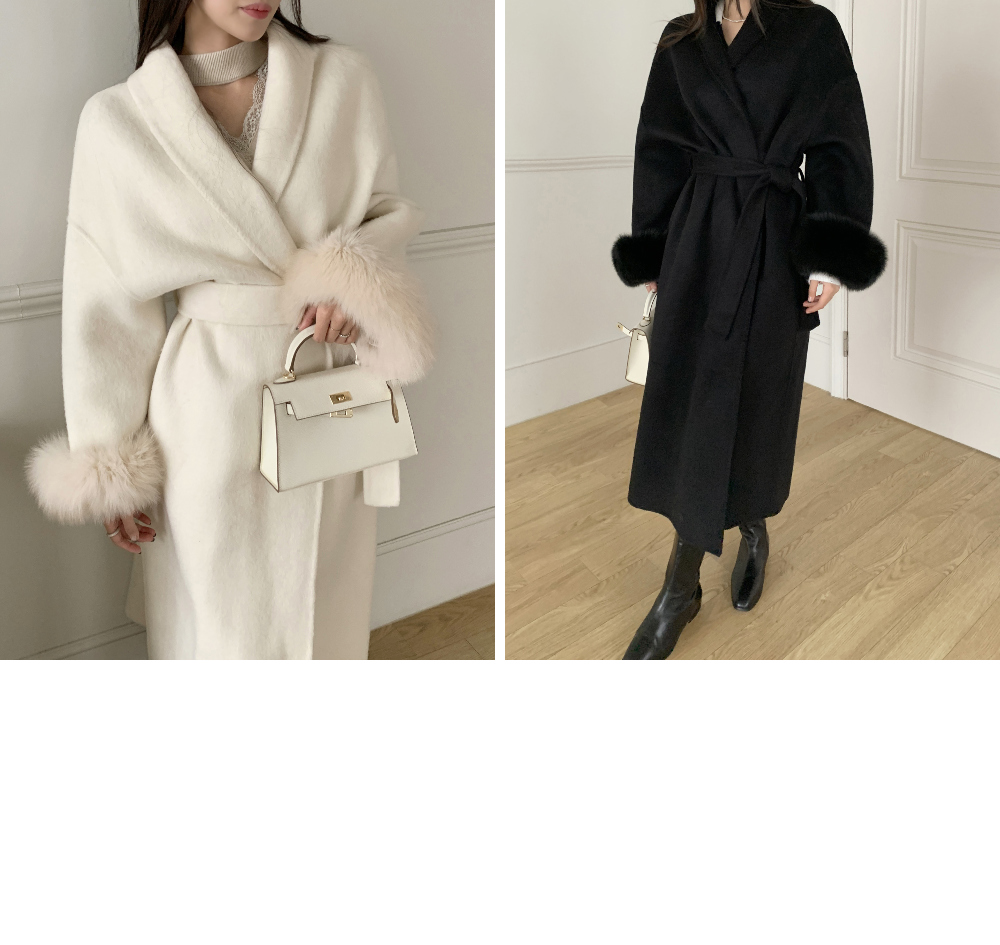 ファースリーブショールカラーカシミヤコート | レディース