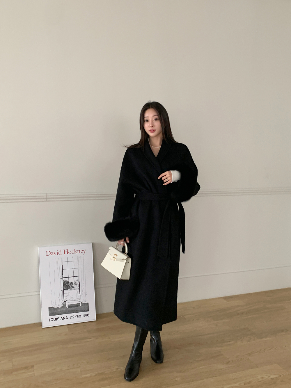ファースリーブショールカラーカシミヤコート | レディース