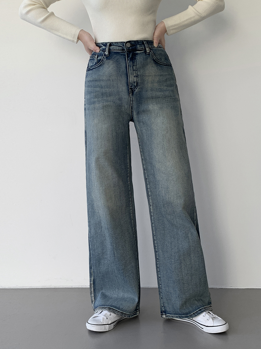 パンツボトムス デニム 裏起毛 ハイウエスト 2colors S/2XL 3TYPE裏起毛ハイウエストワイドデニムパンツ | レディース