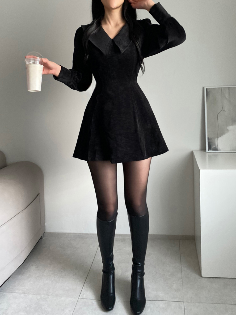 バリモアカラーベロアミニフレアワンピース | レディースファッション