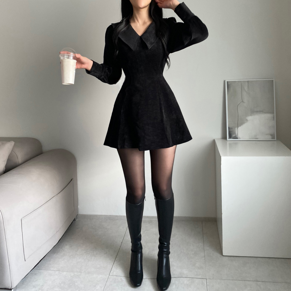 バリモアカラーベロアミニフレアワンピース | レディースファッション
