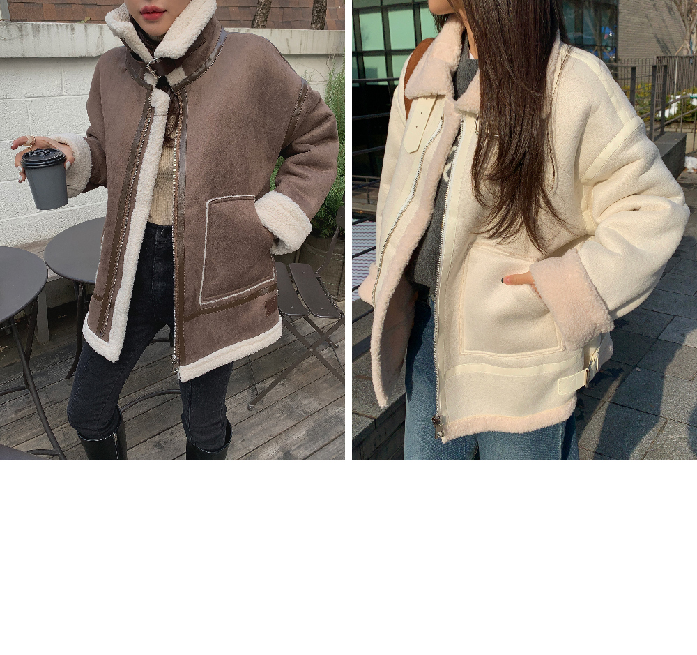 2WAYベルトムートン調ジップアップジャケット | レディース