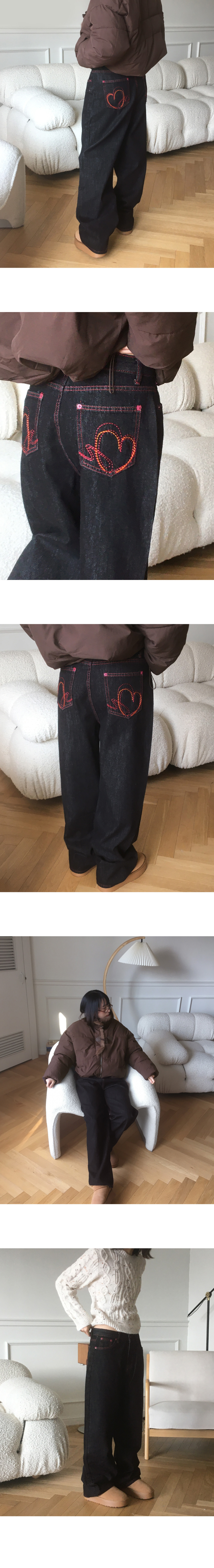 ピンクハートステッチデニムパンツ | レディースファッション通販 - DHOLIC