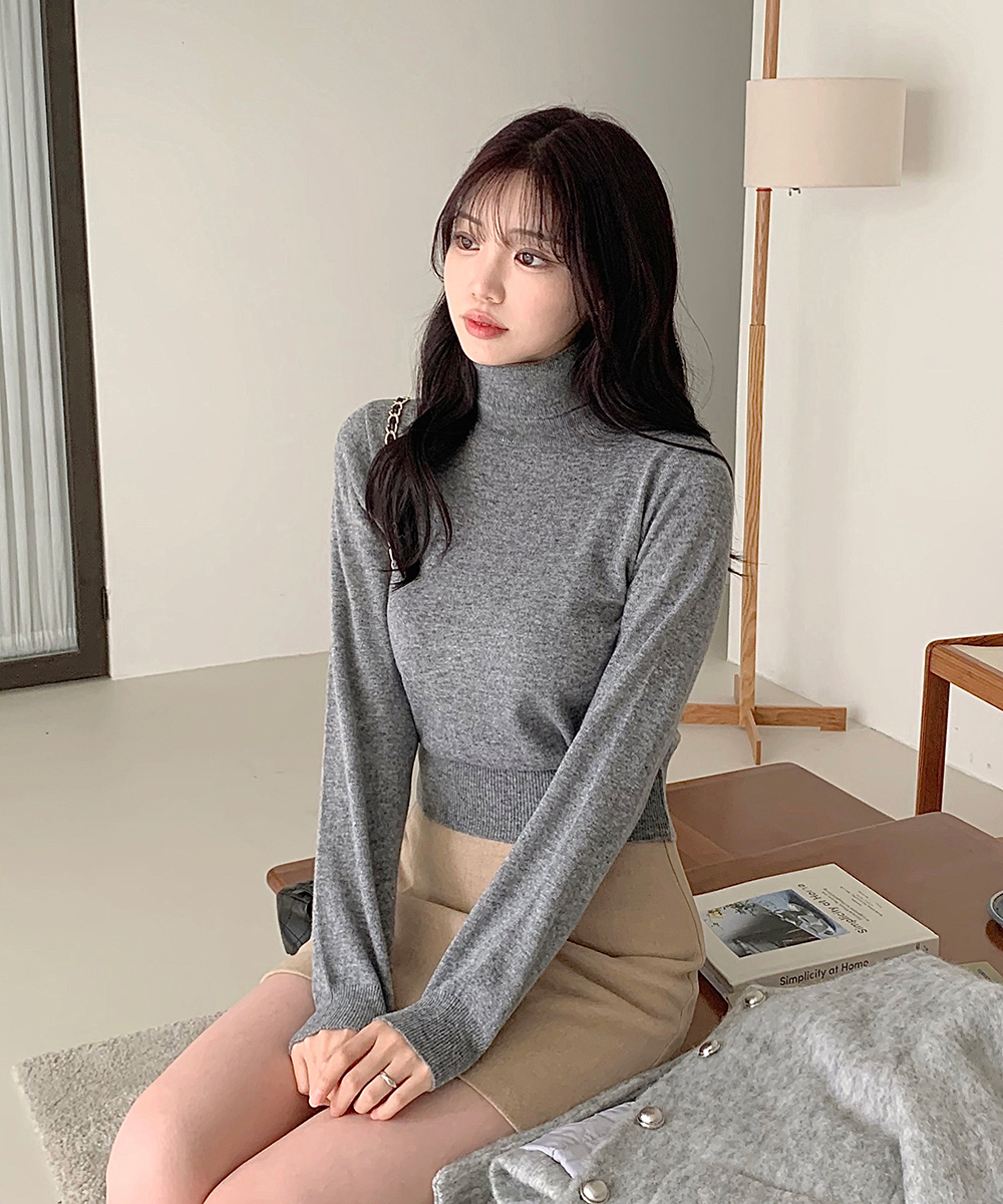 カシミヤ混タートルネック無地ニット | レディースファッション通販