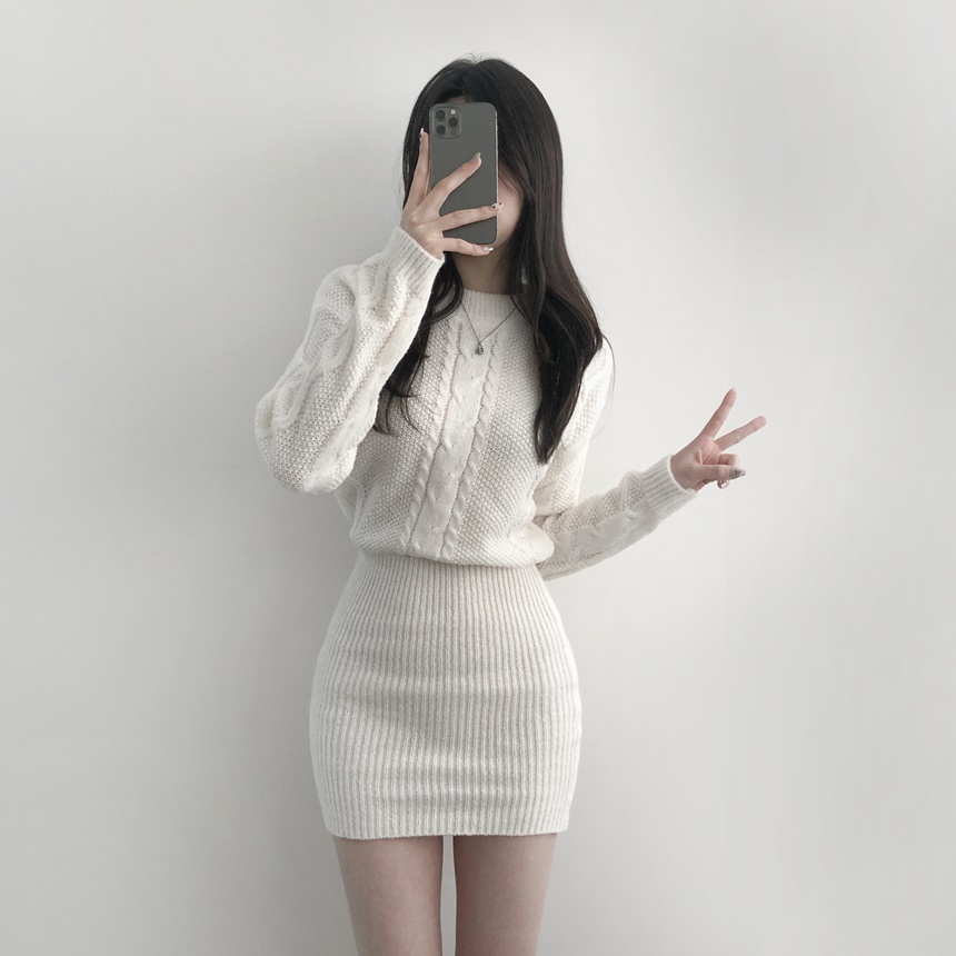 ケーブルニットHラインミニワンピース | レディースファッション通販 ケーブルニットHラインミニワンピース | レディースファッション通販