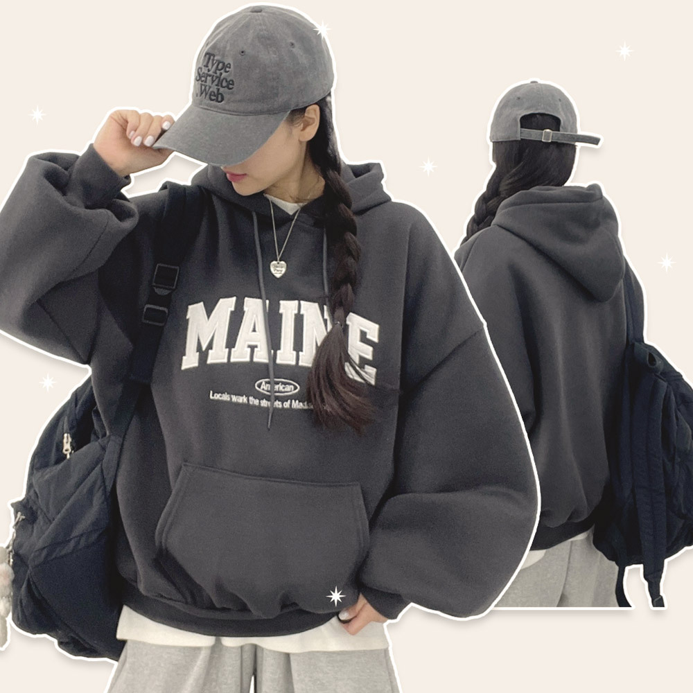 裏起毛MAINEパッチマフポケットルーズパーカー | レディース