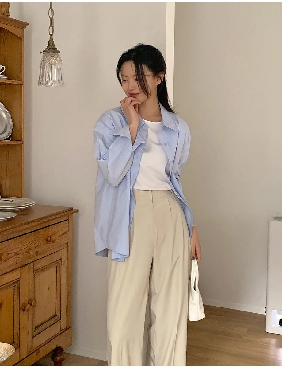 RIRINCO ピンタックストレートワイドスラックスパンツ