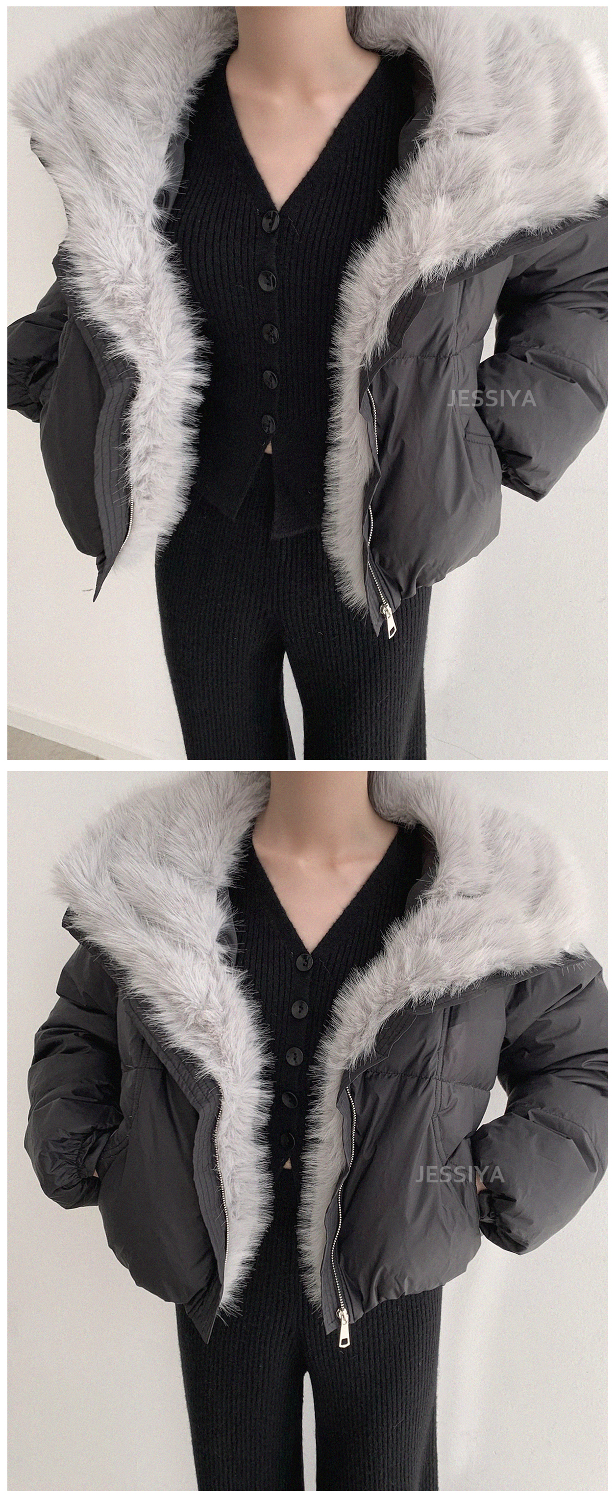 エコファーフードダウンジャンパー | レディースファッション通販 - DHOLIC