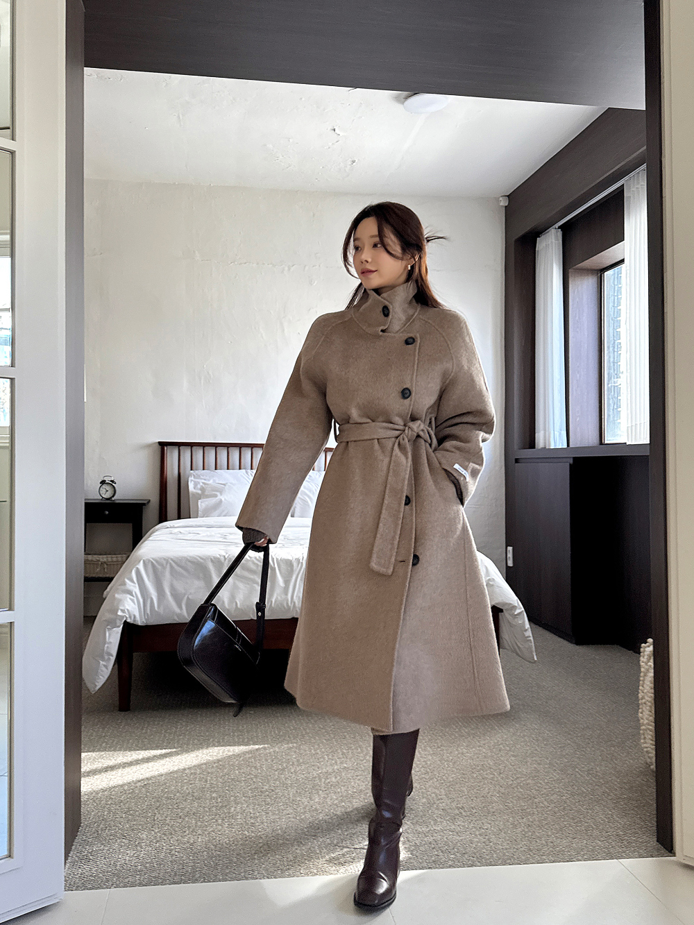 2WAYネックウールロングコート | レディースファッション通販 - DHOLIC