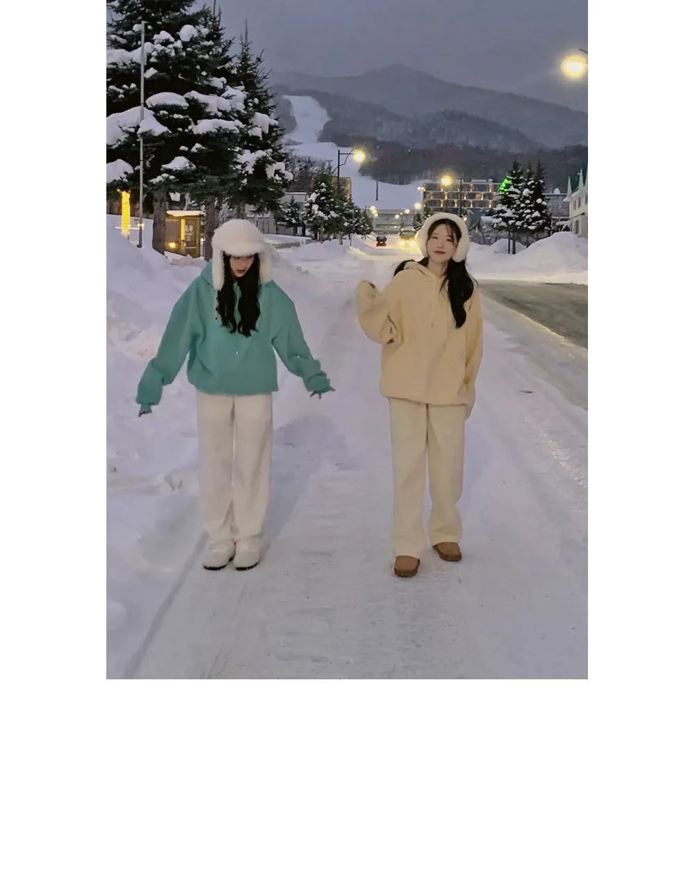 피스타치오 오버핏 양기모긴팔후드티