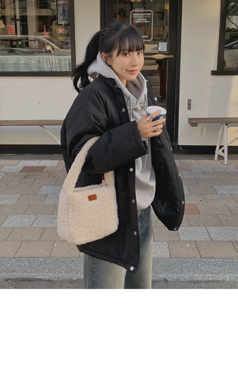 피스타치오 오버핏 양기모긴팔후드티