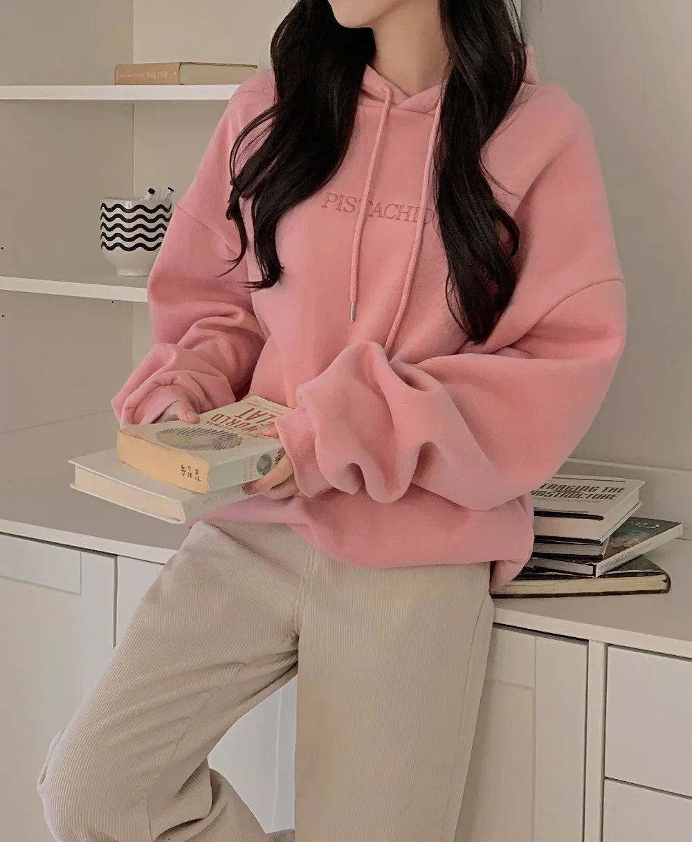 피스타치오 오버핏 양기모긴팔후드티