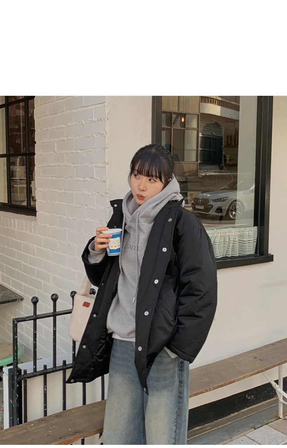 피스타치오 오버핏 양기모긴팔후드티