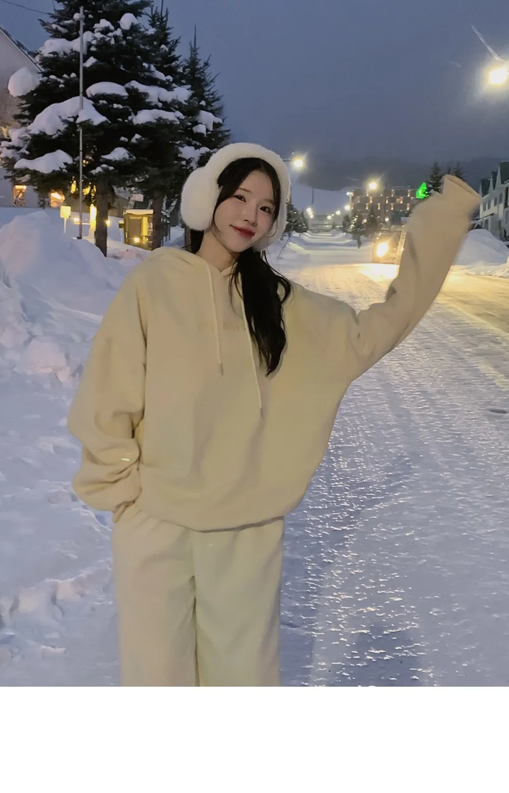 피스타치오 오버핏 양기모긴팔후드티