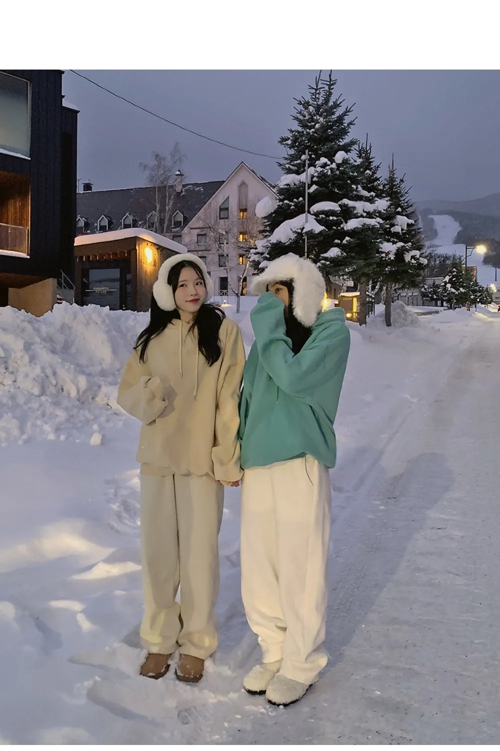 피스타치오 오버핏 양기모긴팔후드티