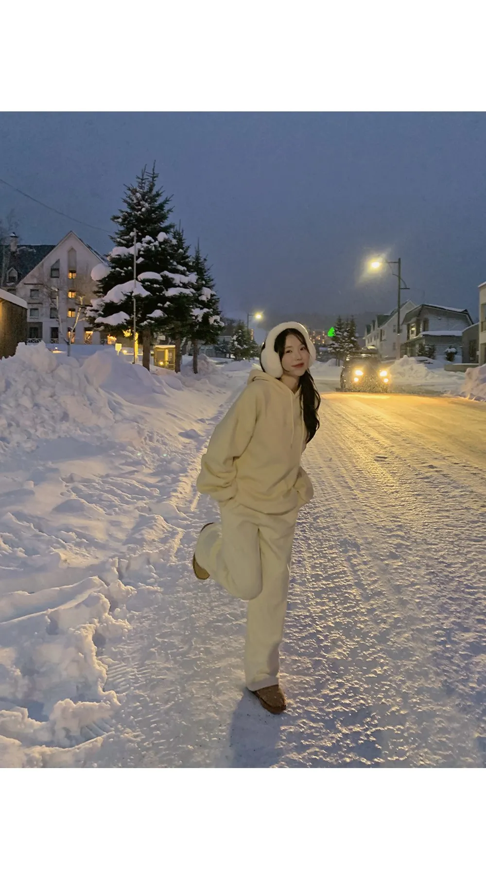피스타치오 오버핏 양기모긴팔후드티