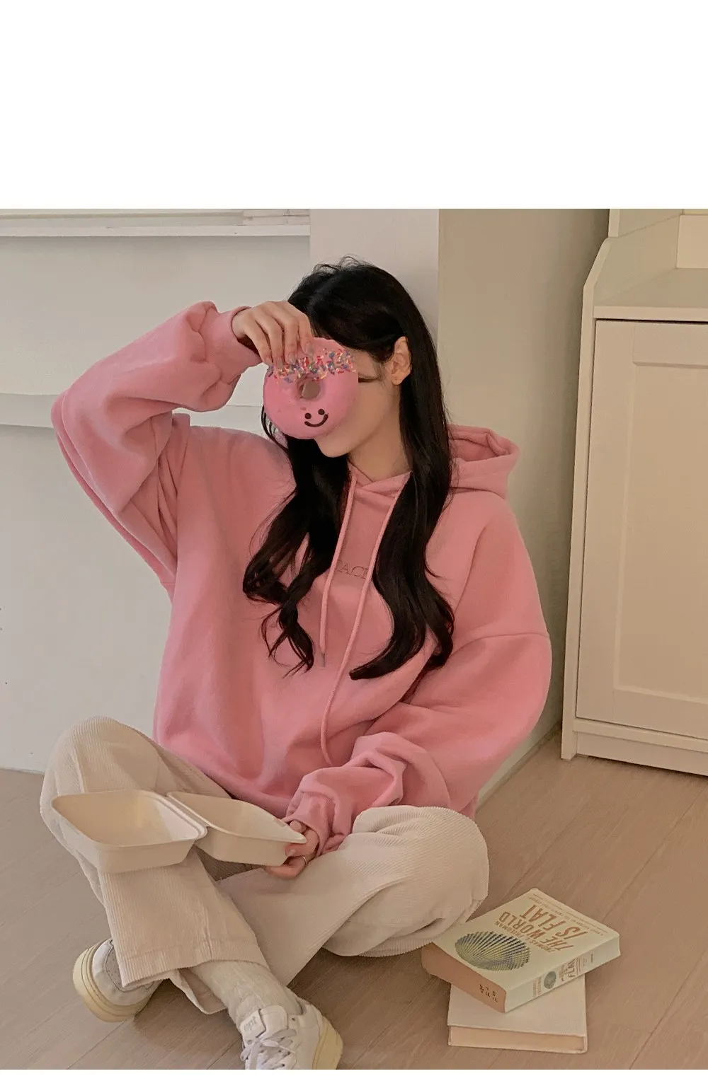 피스타치오 오버핏 양기모긴팔후드티
