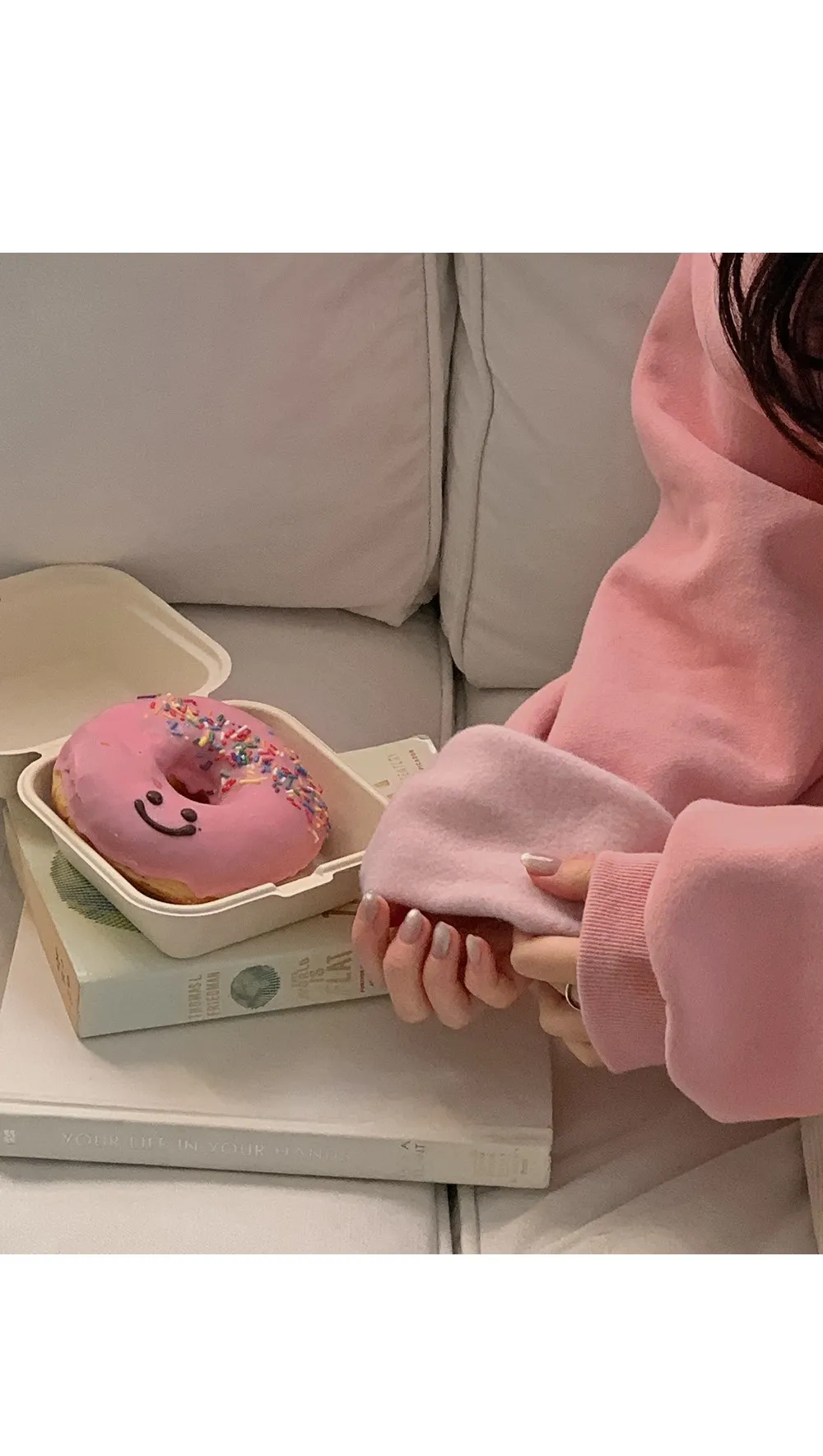피스타치오 오버핏 양기모긴팔후드티