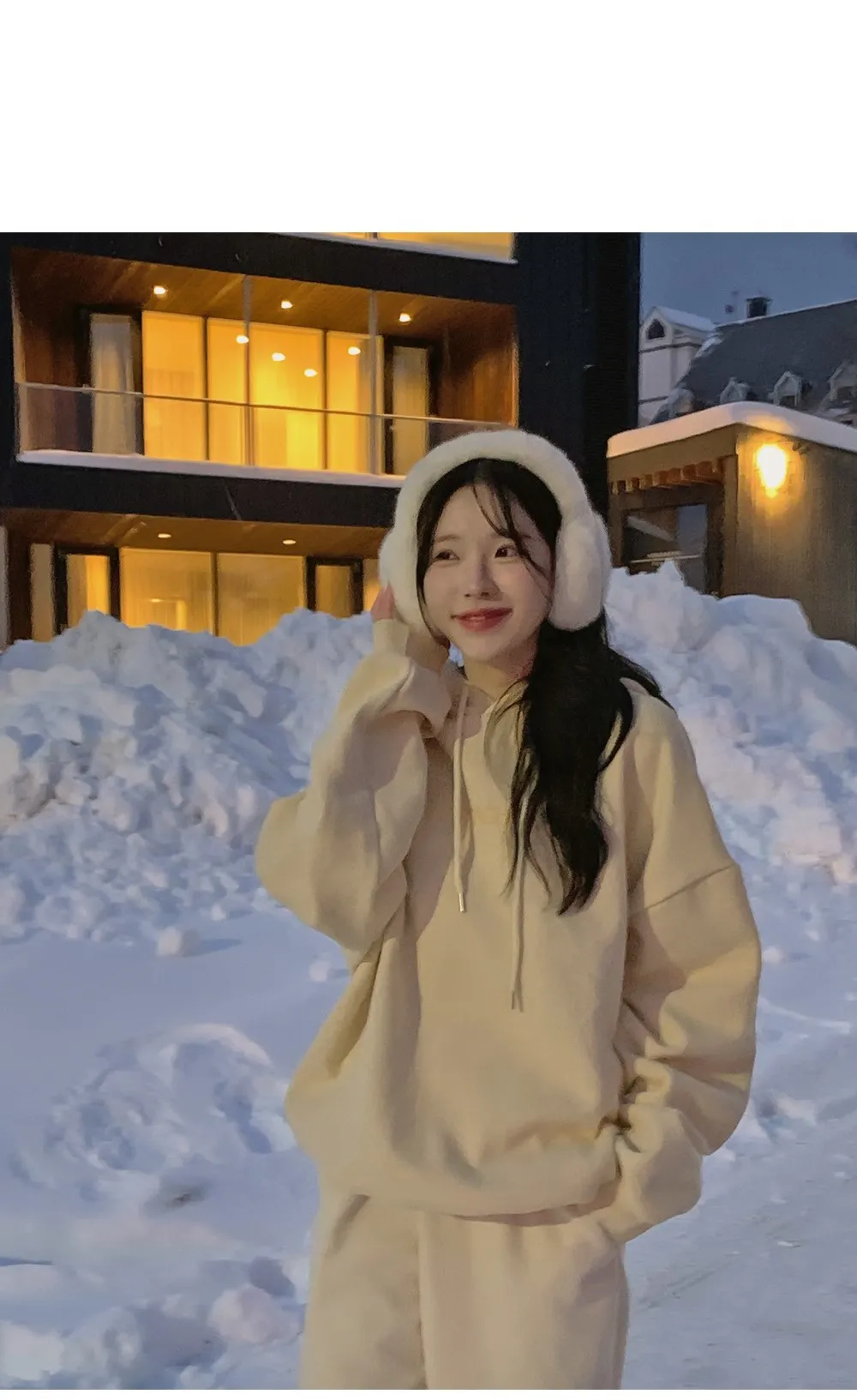 피스타치오 오버핏 양기모긴팔후드티
