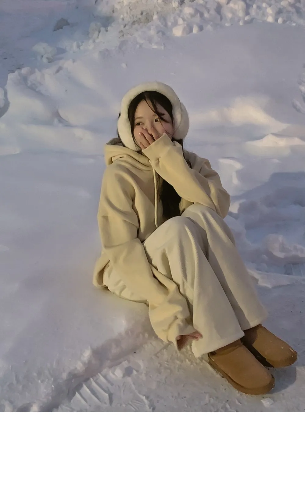 피스타치오 오버핏 양기모긴팔후드티