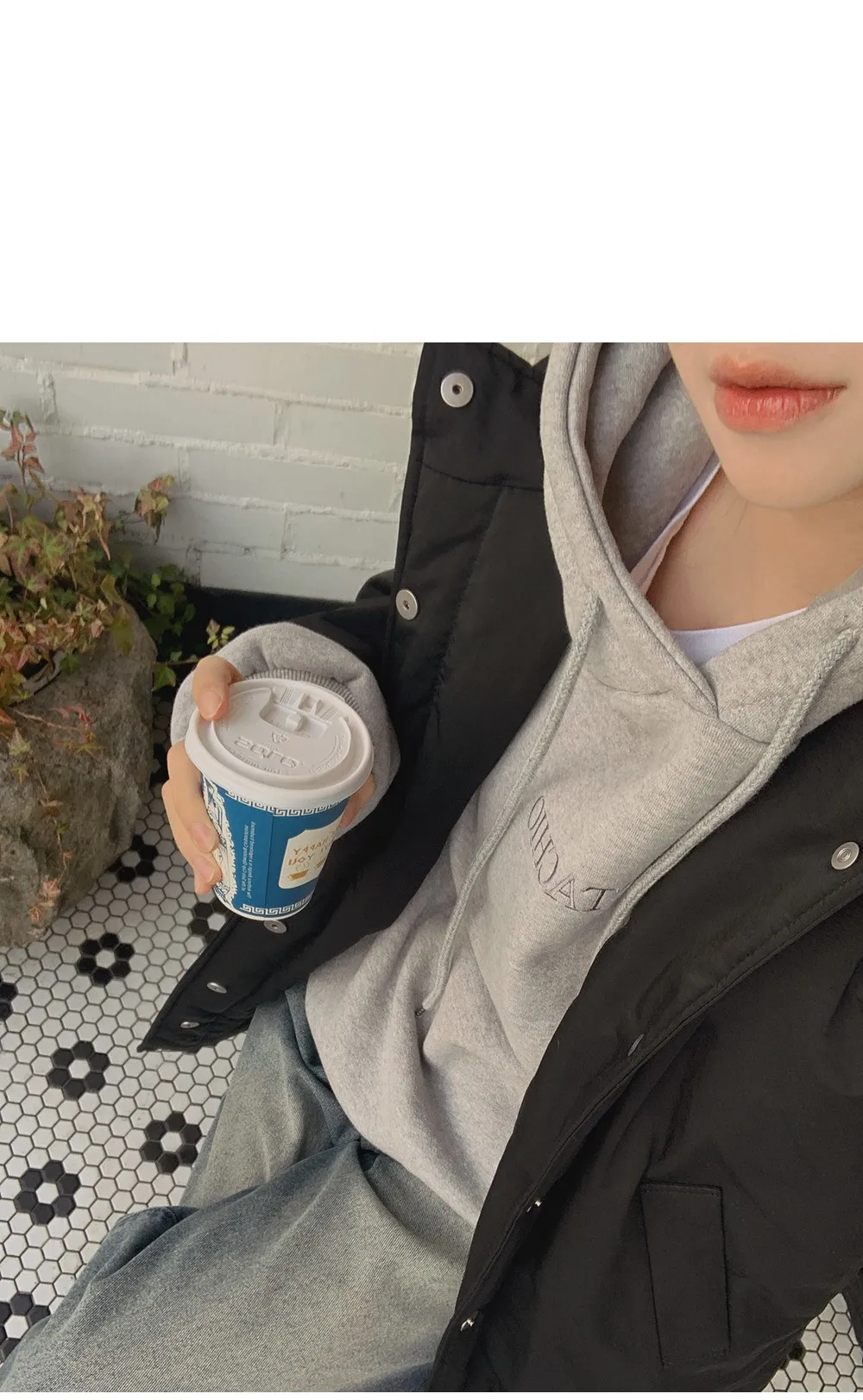 피스타치오 오버핏 양기모긴팔후드티