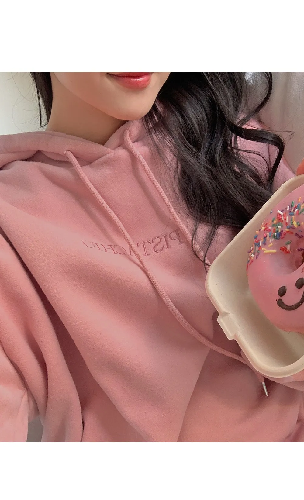 피스타치오 오버핏 양기모긴팔후드티