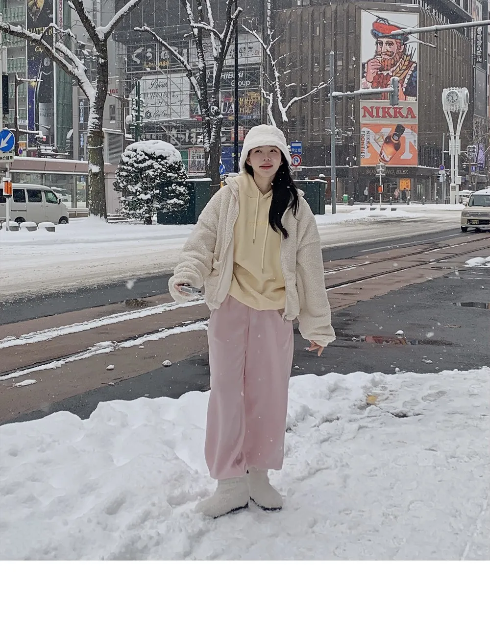 피스타치오 오버핏 양기모긴팔후드티