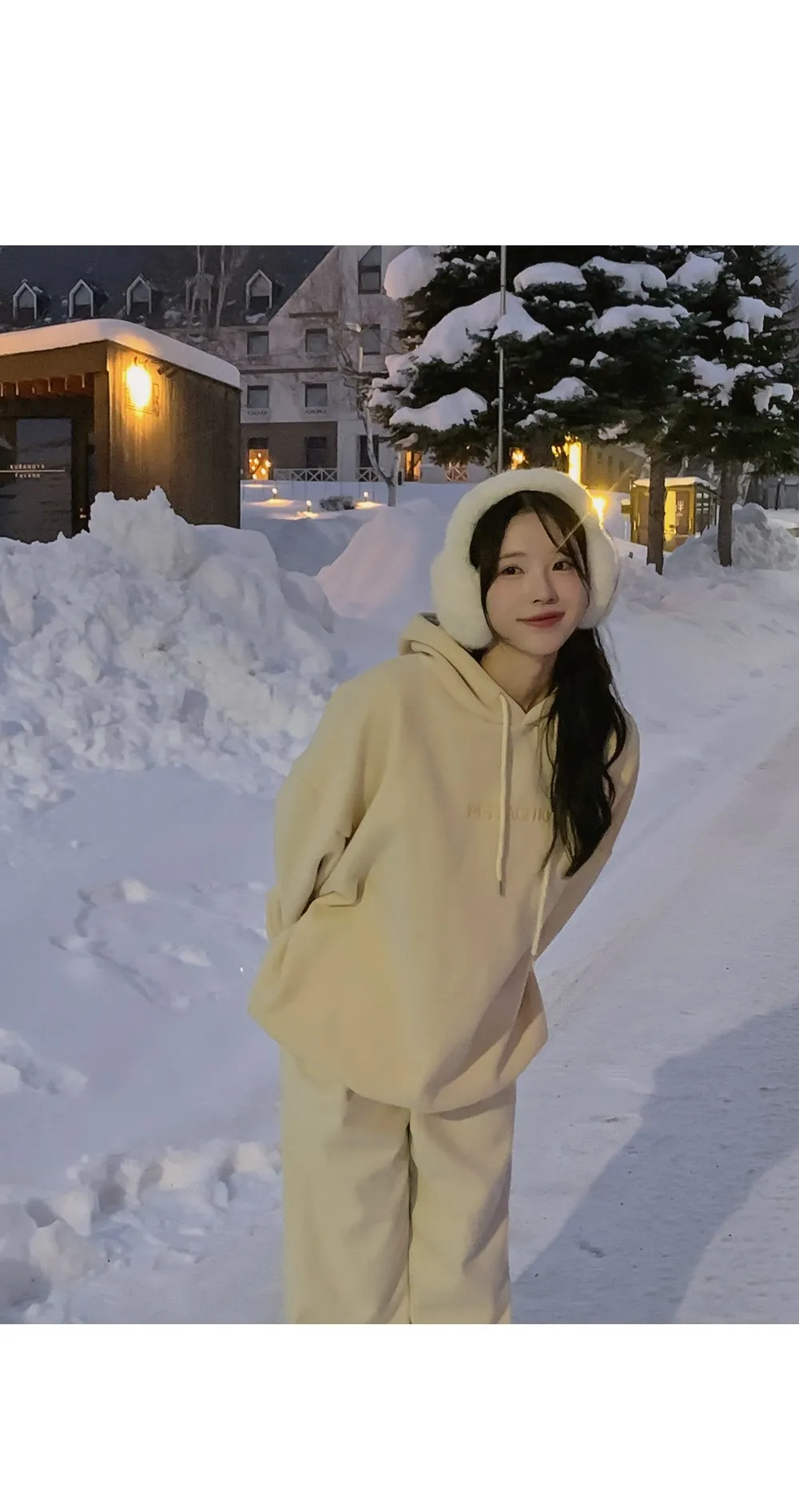 피스타치오 오버핏 양기모긴팔후드티