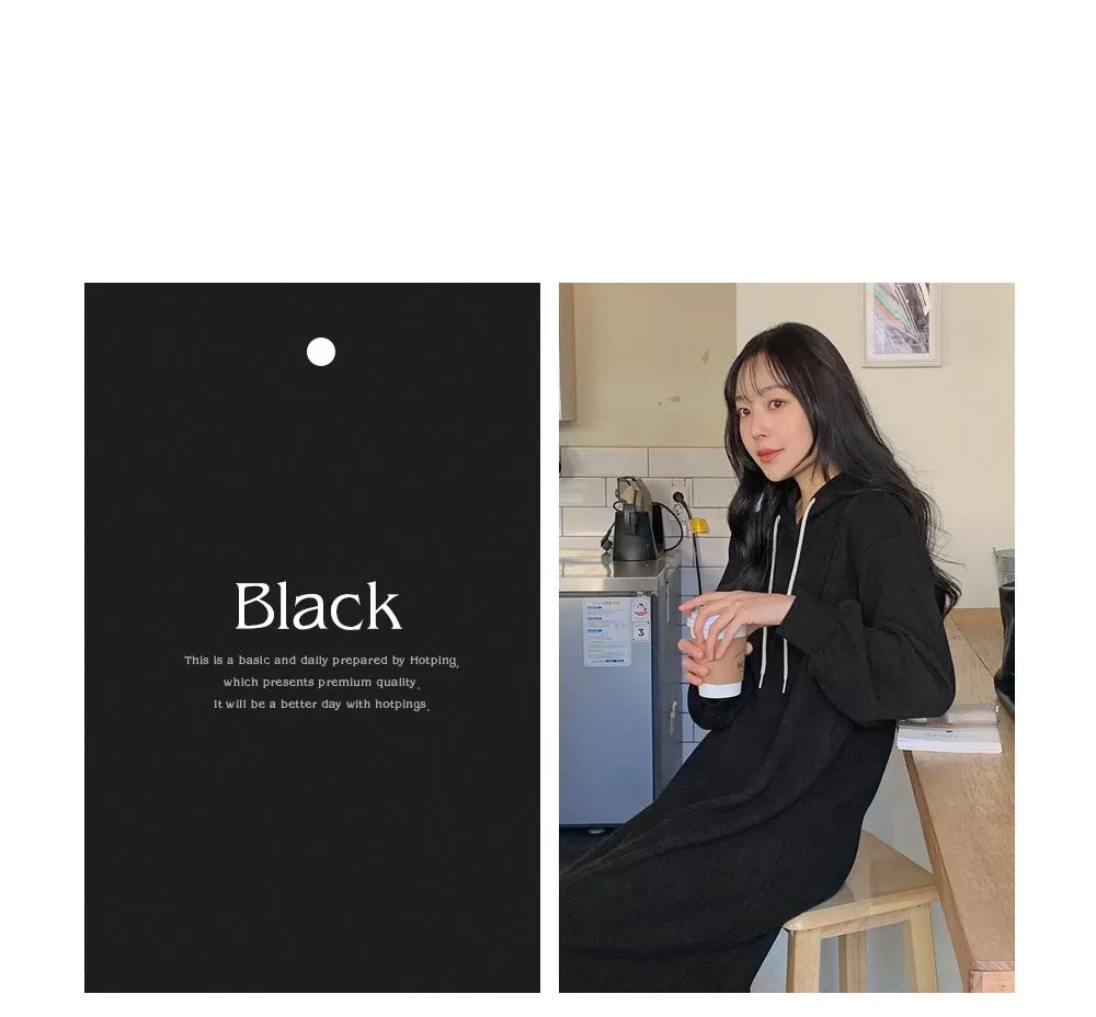 소피에 루즈핏 니트골지 후드롱원피스