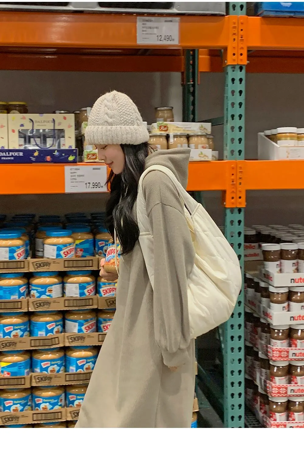 소피에 루즈핏 니트골지 후드롱원피스