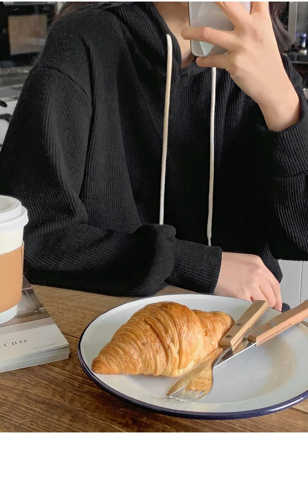 소피에 루즈핏 니트골지 후드롱원피스