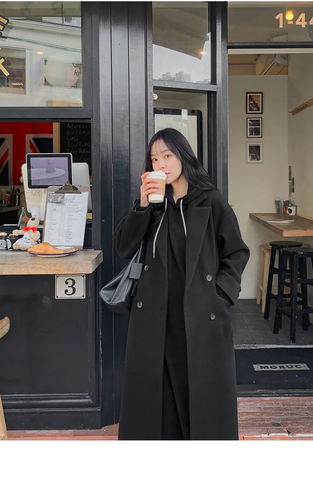 소피에 루즈핏 니트골지 후드롱원피스