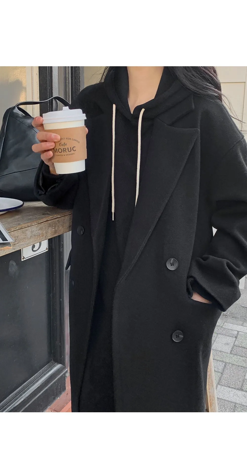 소피에 루즈핏 니트골지 후드롱원피스