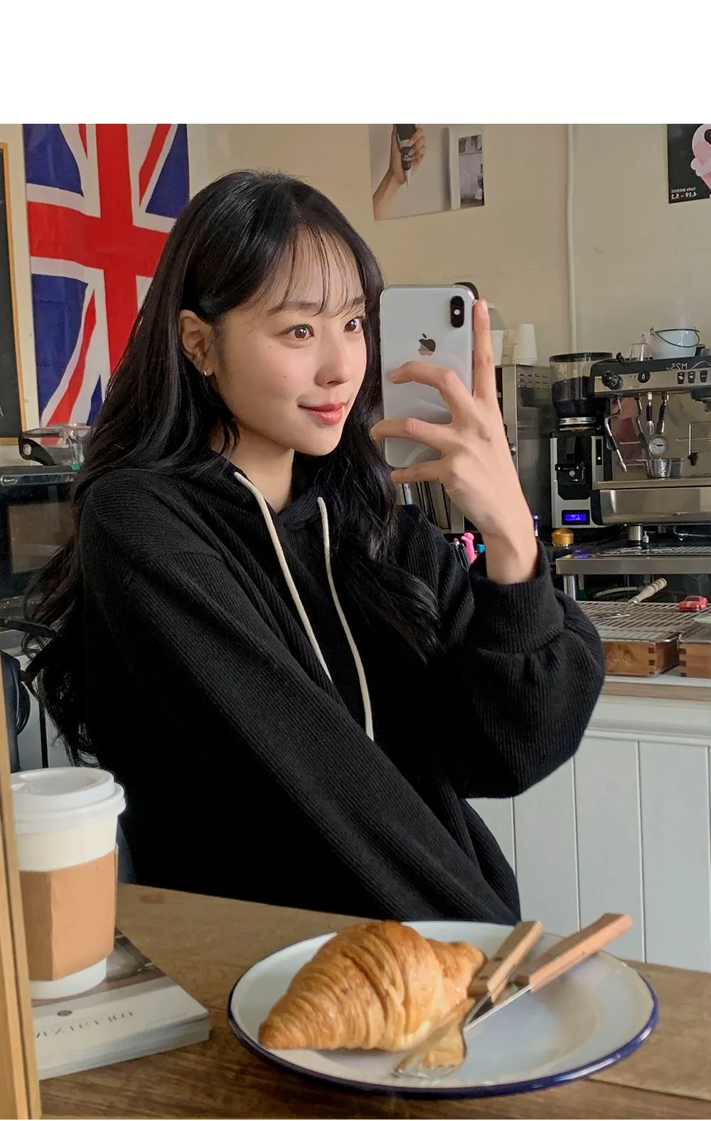 소피에 루즈핏 니트골지 후드롱원피스