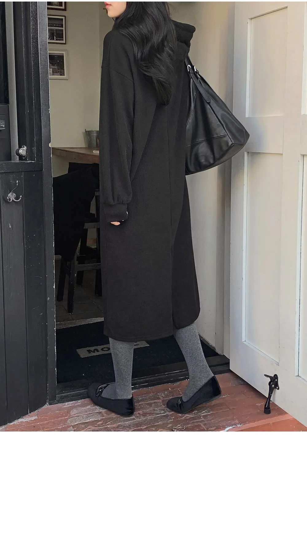 소피에 루즈핏 니트골지 후드롱원피스