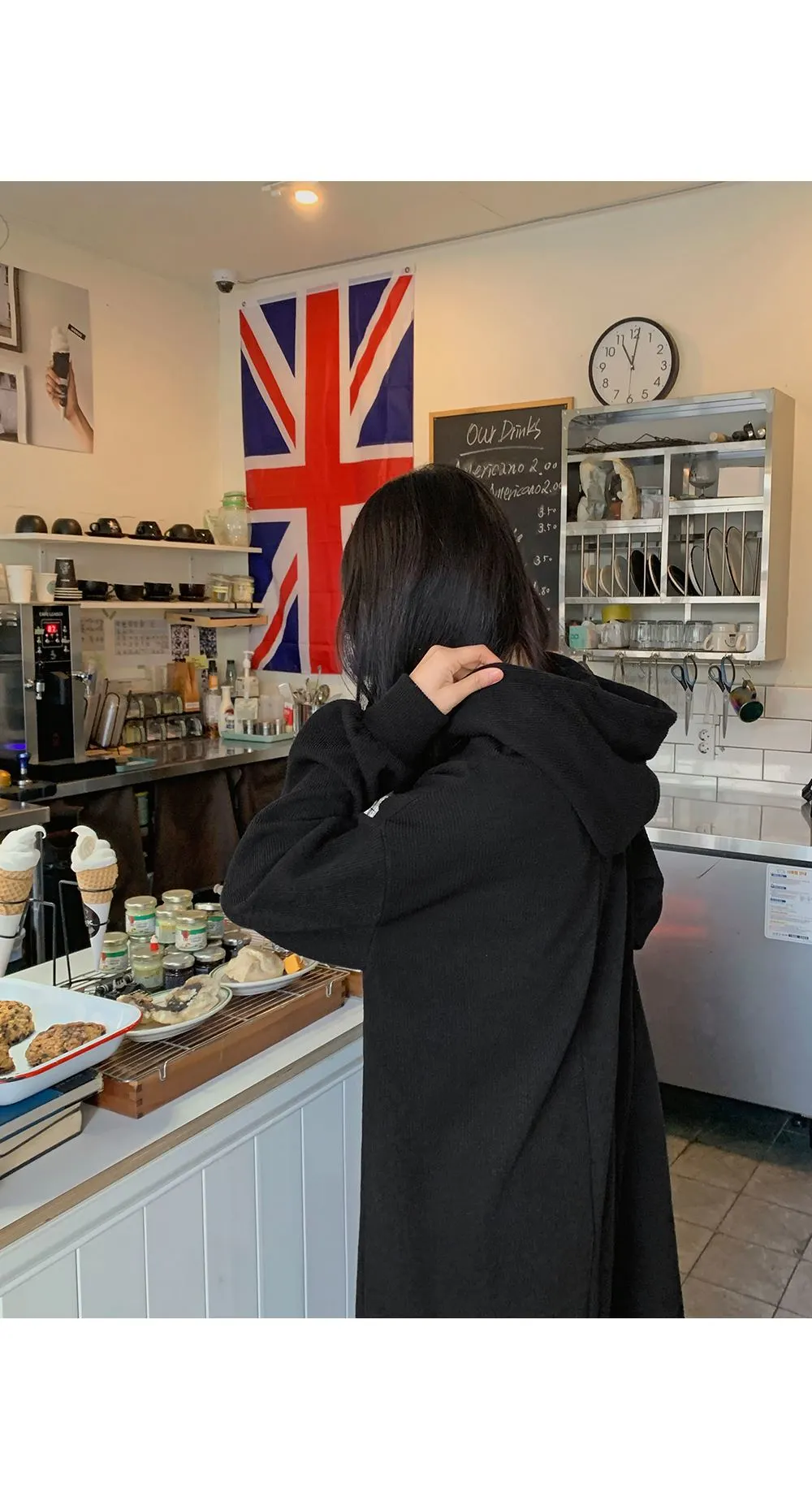 소피에 루즈핏 니트골지 후드롱원피스