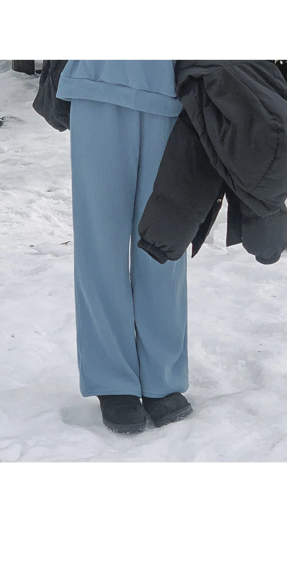 피플즈_세트2 골지니트+밴딩와이드팬츠set