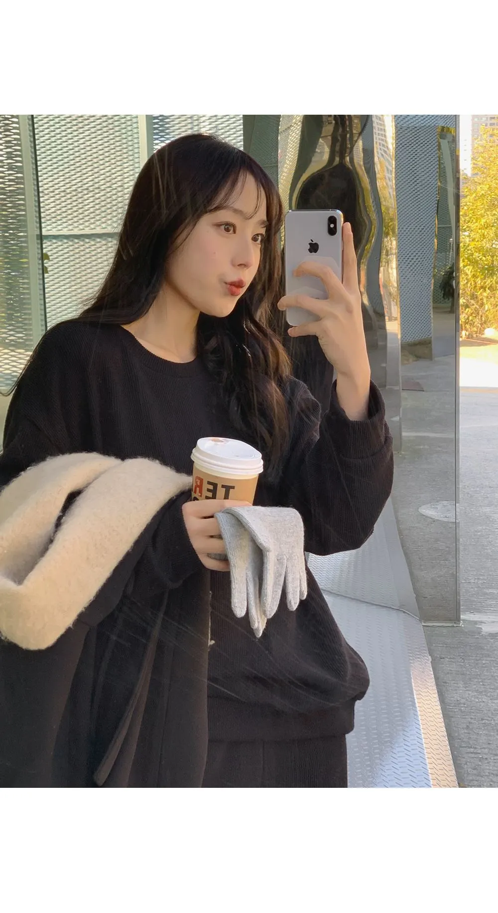 피플즈_세트2 골지니트+밴딩와이드팬츠set