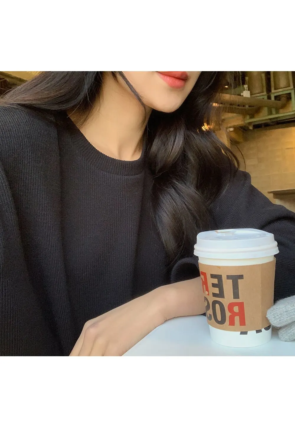 피플즈_세트2 골지니트+밴딩와이드팬츠set