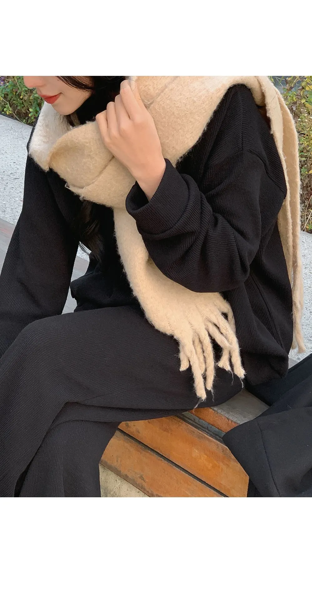 피플즈_세트2 골지니트+밴딩와이드팬츠set