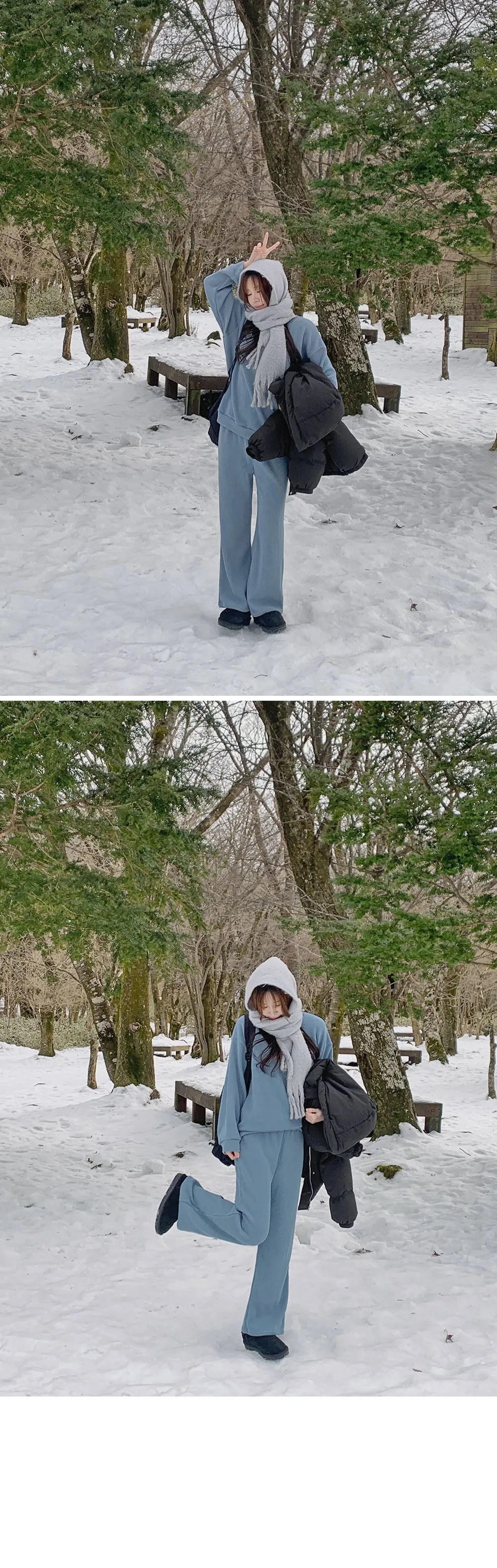 피플즈_세트2 골지니트+밴딩와이드팬츠set