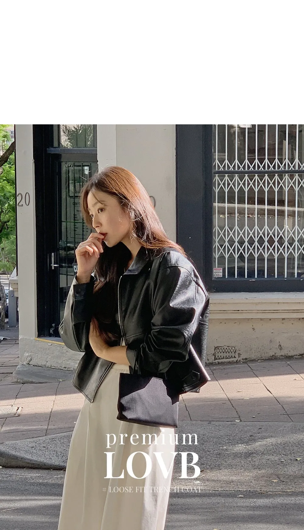 [LOVB] L-1418 카라넥 포켓 가죽 집업자켓