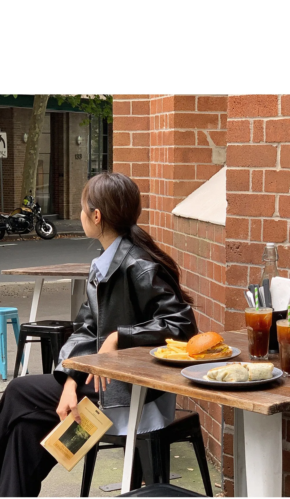 [LOVB] L-1418 카라넥 포켓 가죽 집업자켓