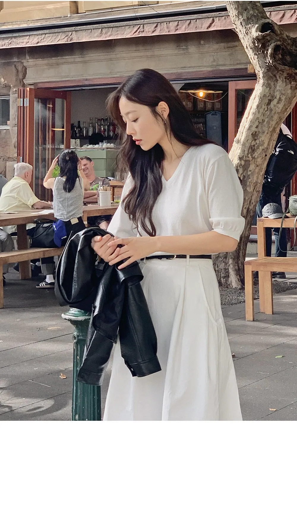 [LOVB] L-1418 카라넥 포켓 가죽 집업자켓